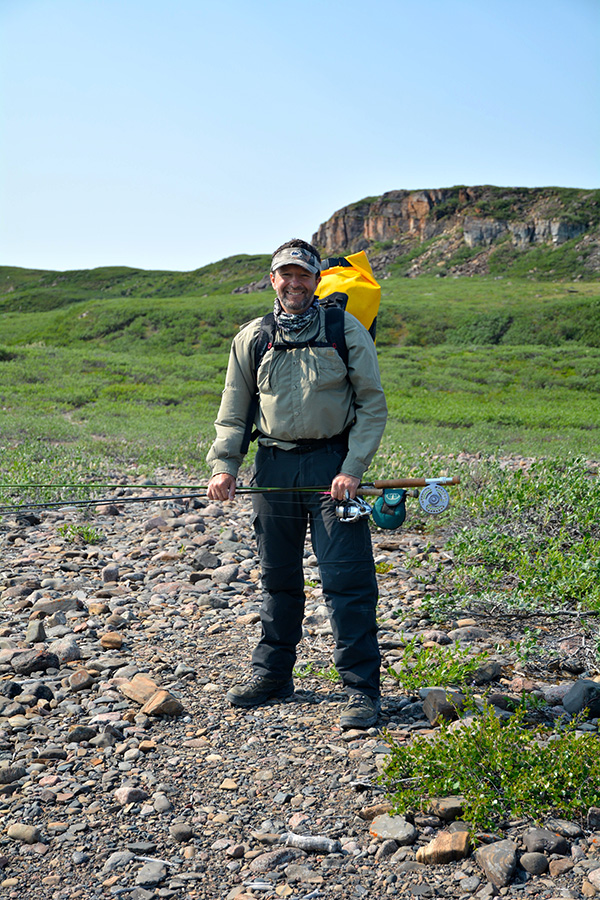 Chuck Brill with fishing rods, July 2016