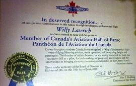 Aviation Hall of Fame Certificate