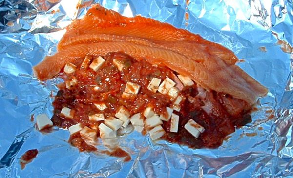 Salsa and Cheese Baked Lake Trout