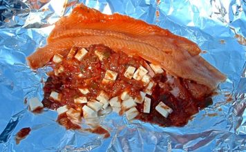 Salsa and Cheese Baked Lake Trout